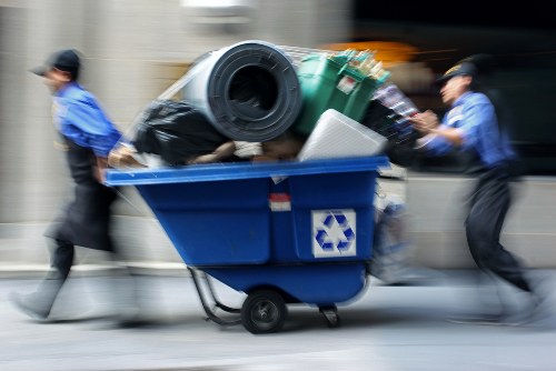 Professional waste clearance team at a construction site